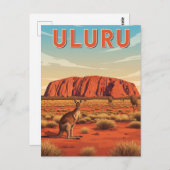 Kangoeroe bij Uluru Australië Briefkaart (Voorkant / Achterkant)