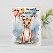 Kangoeroe Birthday Bash Kaart (Staand voorkant)