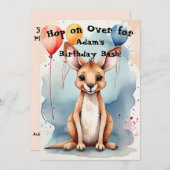 Kangoeroe Birthday Bash Kaart (Voorkant / Achterkant)