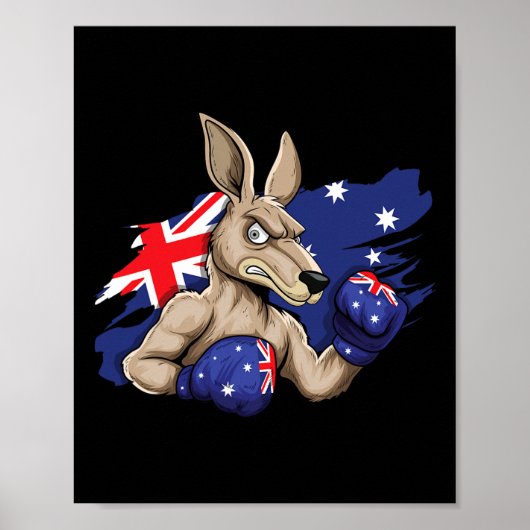 Kangoeroe Boksen Australische Vlag Liefde Australi Poster (Voorkant)