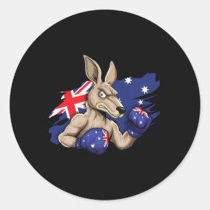Kangoeroe Boksen Australische Vlag Liefde Australi Ronde Sticker