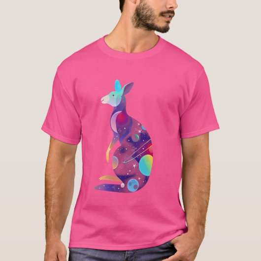 Kangoeroe Bold Space Fantasy Dierenvrienden Unique T-shirt (Voorkant)