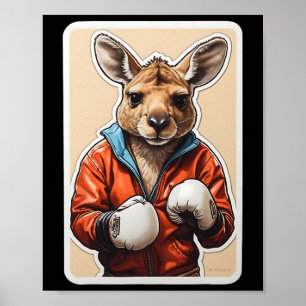 Kangoeroe Boxer Design - Speelse Boksen Kangoeroe  Poster
