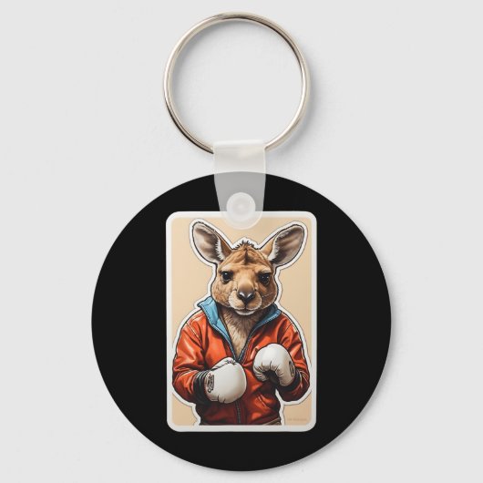 Kangoeroe Boxer Design - Speelse Boksen Kangoeroe Sleutelhanger (Voorkant)