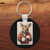 Kangoeroe Boxer Design - Speelse Boksen Kangoeroe Sleutelhanger (Voorkant)