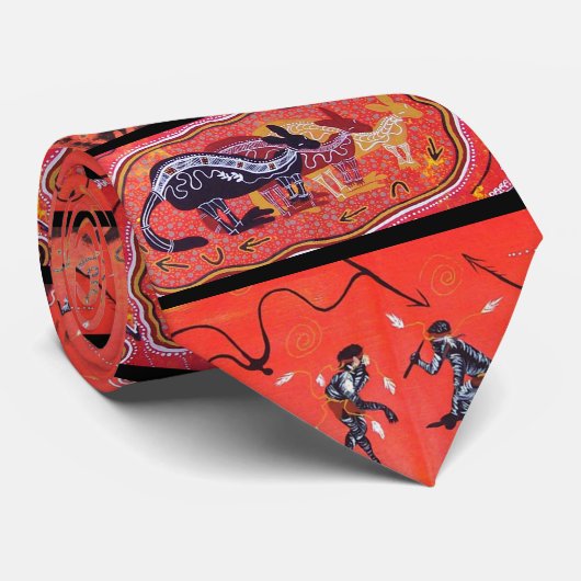 Kangoeroe Dans Aboriginal Stropdas (Opgerold)