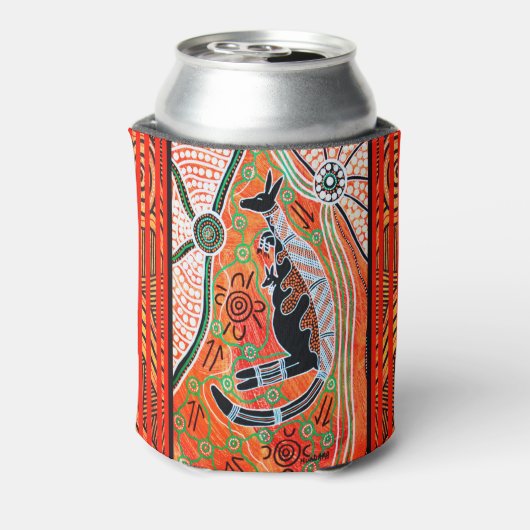 Kangoeroe dromen Aboriginal Bier/Can Holder Blikjeskoeler (Blikje Achterkant)