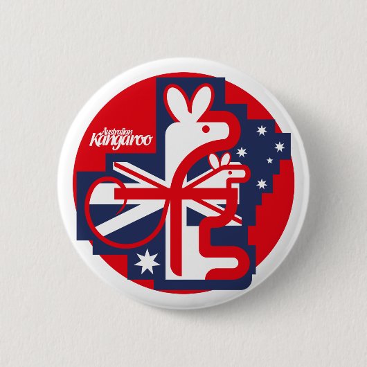 Kangoeroe en Australische vlag Ronde Button 5,7 Cm (Voorkant)