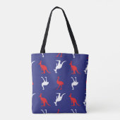 Kangoeroe en Emu Dierpatroon in Blauw Tote Bag (Achterkant)