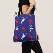 Kangoeroe en Emu Dierpatroon in Blauw Tote Bag (Dichtbij)