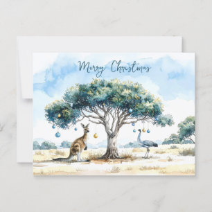 Kangoeroe en Emu Gumtree kerstballen Briefkaart