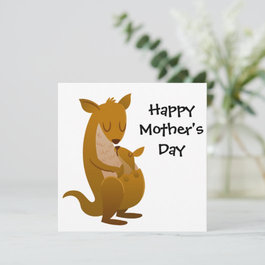 Kangoeroe en het Ontwerp van het Moederdag Joey Feestdagenkaart (Staand voorkant)
