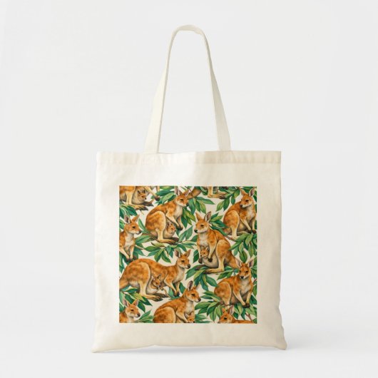 Kangoeroe en Joey Eucalyptus Bladeren Australisch Tote Bag (Voorkant)