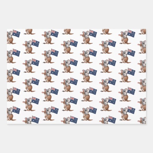 Kangoeroe en Koala Inpakpapier Vel (Voorkant)