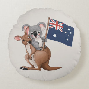 Kangoeroe en Koala Rond Kussen