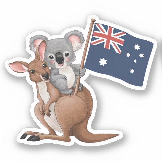 Kangoeroe en Koala Sticker (Voorkant)