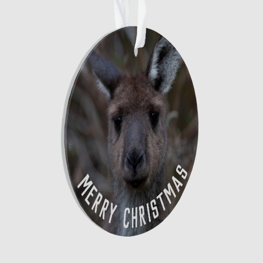 Kangoeroe Gezicht Australië Vrolijk Kerstfeest Ornament (voorkant)
