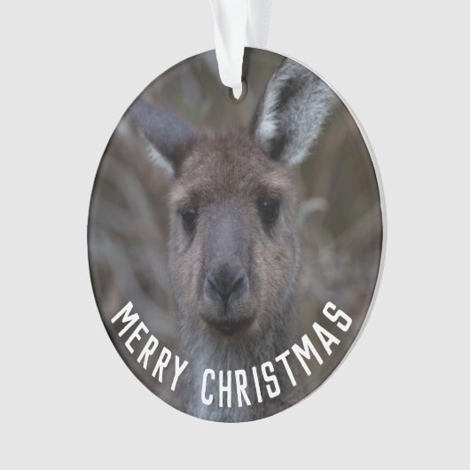 Kangoeroe Gezicht Australië Vrolijk Kerstfeest Ornament (voorkant)