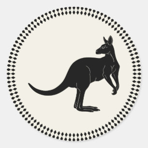 Kangoeroe in zwarte kleur minimalisme ronde sticker