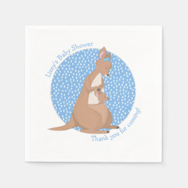 Kangoeroe Joey Baby Jongen Blauw en Bruin Douche Servet