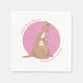 Kangoeroe Joey Meisje Roze en Bruin Baby shower Servet