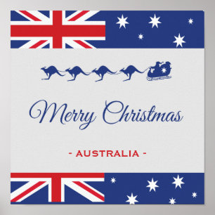 Kangoeroe Kerst Decoratie, Prettig Dier Australië Poster
