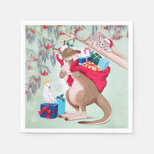 Kangoeroe Kerstmis - Australische Kerst Kunst Servet