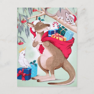 Kangoeroe Kerstmis - Australische Kerstmis Kunst   Briefkaart