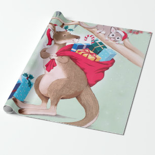 Kangoeroe Kerstmis - Australische Kerstmis Kunst Cadeaupapier