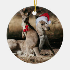 Kangoeroe Kerstmis in het Lucky Land Keramisch Ornament