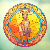 Kangoeroe Kleurrijke Waterverf Faux Glas in lood Raamsticker (Vel 3)