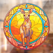 Kangoeroe Kleurrijke Waterverf Faux Glas in lood Raamsticker (Vel 2)