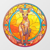 Kangoeroe Kleurrijke Waterverf Faux Glas in lood Raamsticker (Vel)