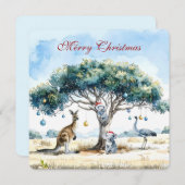 Kangoeroe Koala's Emu Christmas Gumtree Baubles Feestdagenkaart (Voorkant / Achterkant)