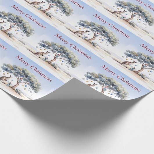 Kangoeroe Koalas Platypus Christmas Gumtree Bauble Cadeaupapier (Hoek)
