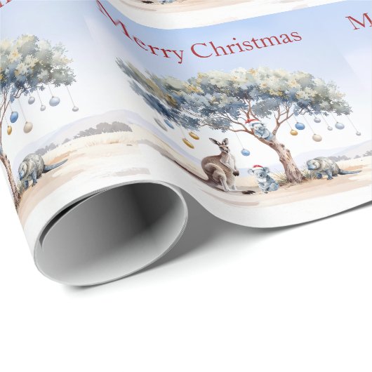 Kangoeroe Koalas Platypus Christmas Gumtree Bauble Cadeaupapier (Rol Hoek)