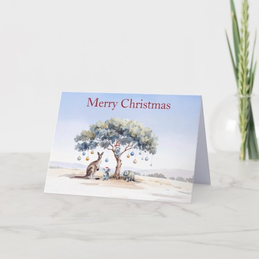 Kangoeroe Koala's Vogelbekdier Kerstmis Eucalyptus Kaart (Voorkant)
