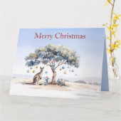 Kangoeroe Koala's Vogelbekdier Kerstmis Eucalyptus Kaart (Gele Bloem)