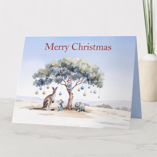 Kangoeroe Koala's Vogelbekdier Kerstmis Eucalyptus Kaart (Voorkant)