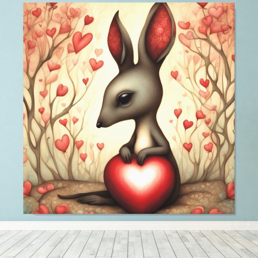 Kangoeroe Liefde 1 Canvas Afdruk (Insitu (Houten vloer))