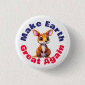 Kangoeroe, maak de aarde weer groot, milieu ronde button 3,2 cm (Voorkant)