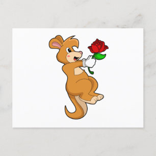 Kangoeroe met bloem briefkaart