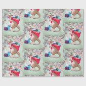 Kangoeroe met kerstzak van geschenken cadeaupapier (Vlak)