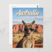 Kangoeroe met zonnebril bij Uluru Australia Briefkaart (Voorkant / Achterkant)