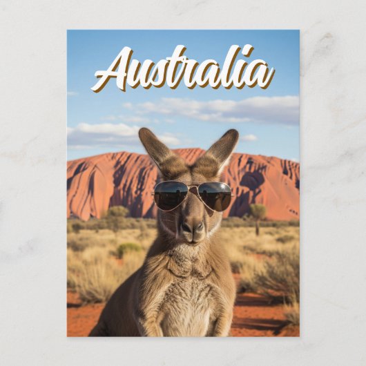 Kangoeroe met zonnebril bij Uluru Australia Briefkaart (Voorkant)