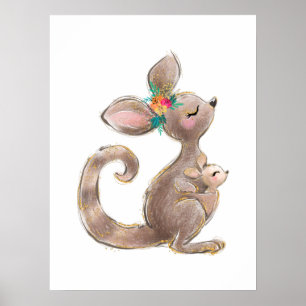 Kangoeroe Moeder en Baby Poster