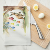Kangoeroe onder de gumtree met paaseieren theedoek (Quarter Fold)