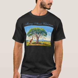 Kangoeroe onder gombomen met Kerstballen T-shirt