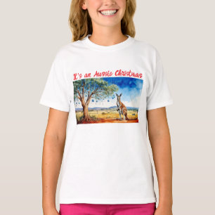 Kangoeroe onder gombomen met Kerstballen T-shirt