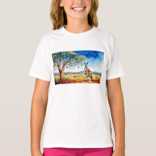 Kangoeroe onder gombomen met Kerstballen T-shirt